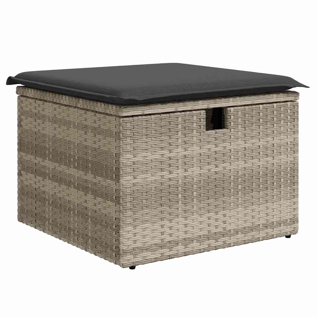 Bankstel met kussen met opslag Lichtgrijs poly rattan
