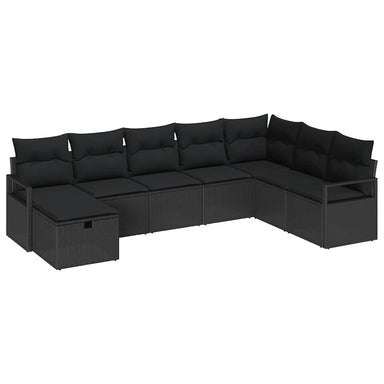 Bankstel 8 st 8-Aantal zitplaatsen Zwart poly rattan