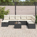 Bankstel met kussen met opslag 9 pcs Zwart en Crème poly rattan
