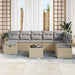 Bankstel met kussen met opslag Beige en Licht Grijs poly rattan