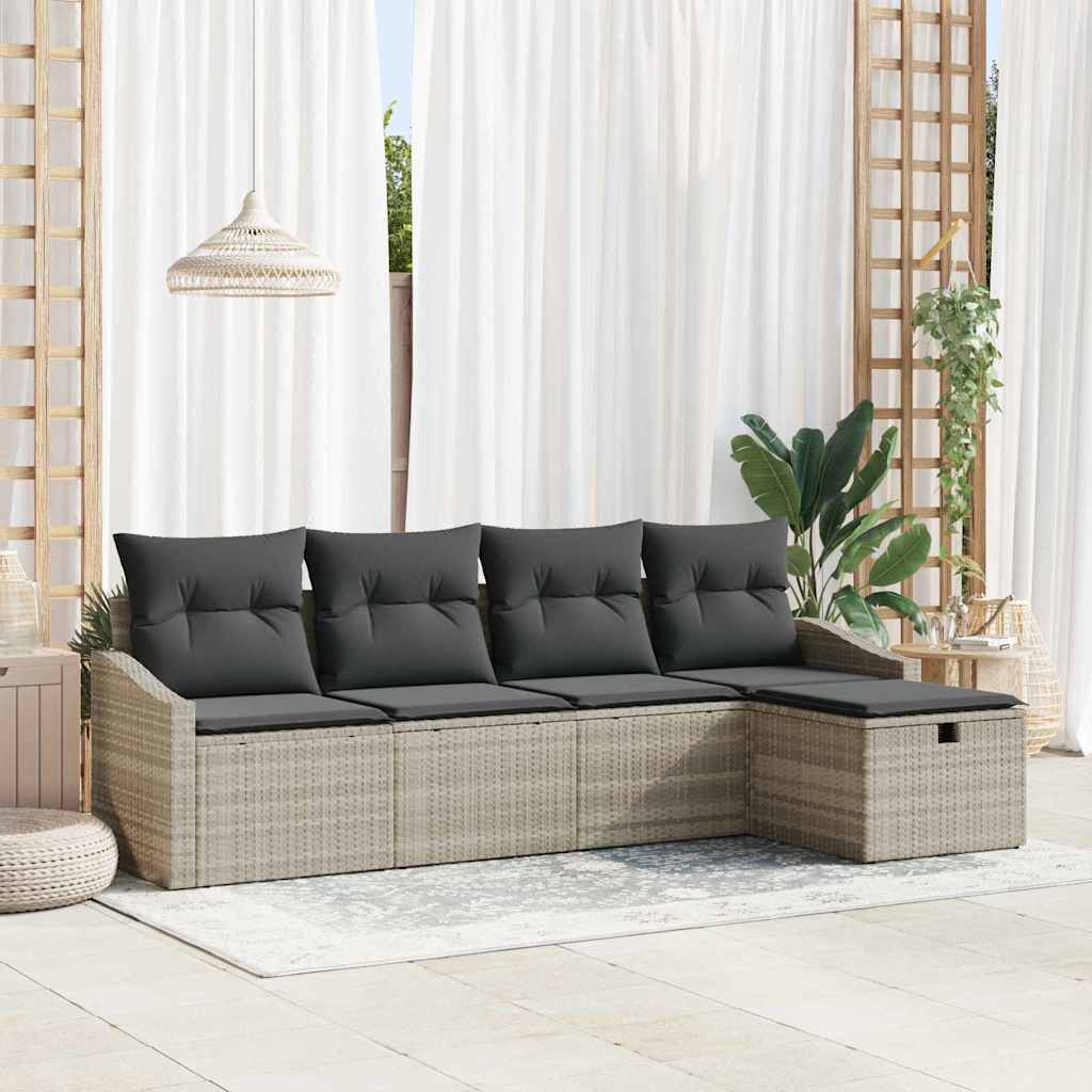 Bankstel met kussen 6 pcs poly rattan