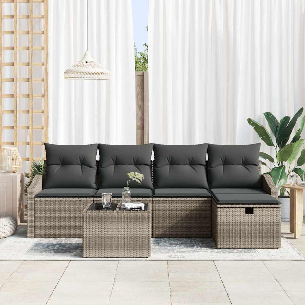 Bankstel 5 st poly rattan