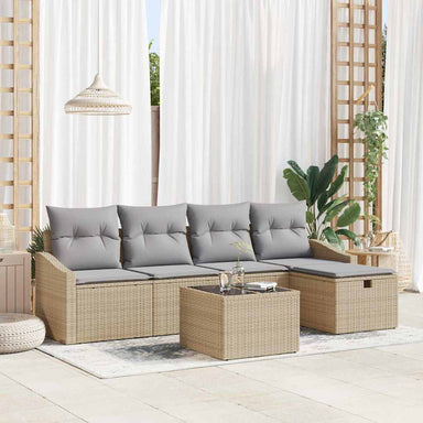 Bankstel met kussen 5 pcs poly rattan