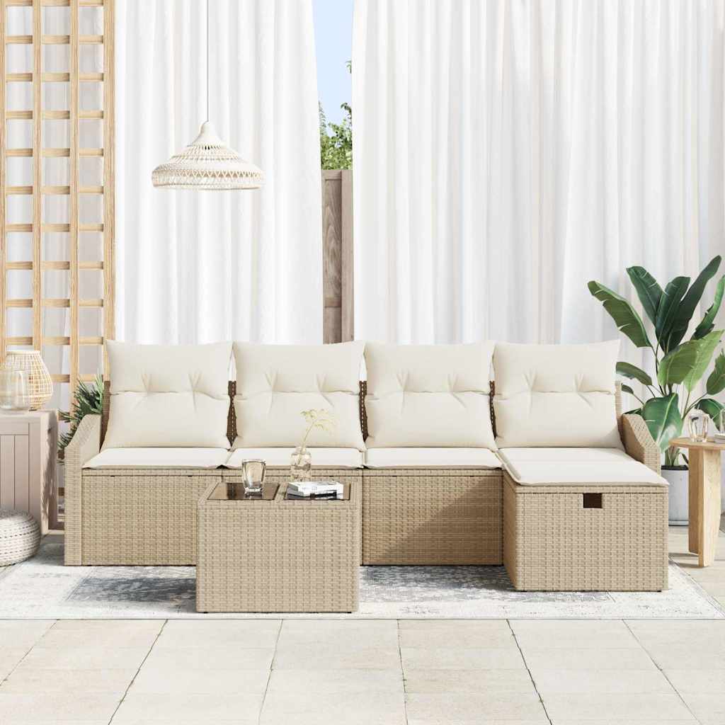 Bankstel met kussen 5 pcs poly rattan