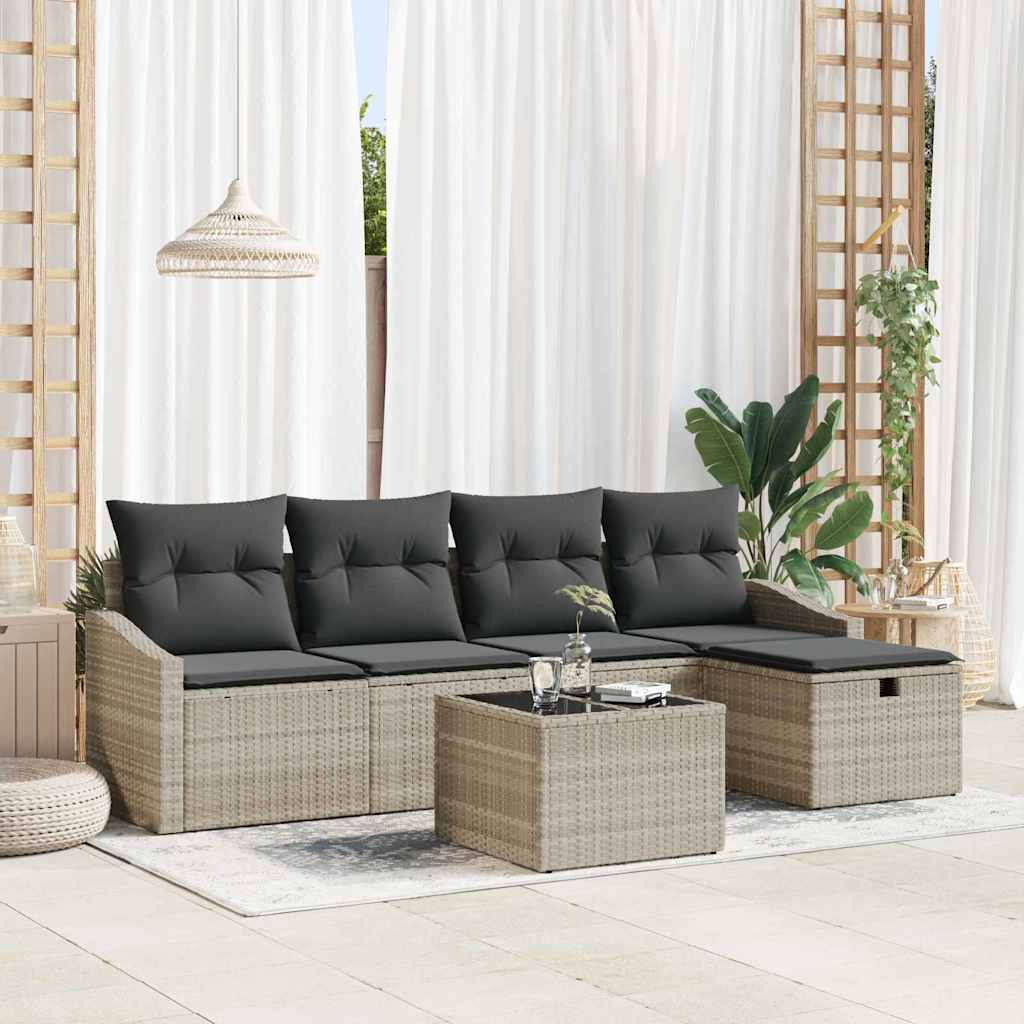 Bankstel 6 st poly rattan