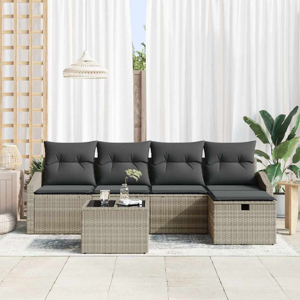 Bankstel 6 st poly rattan