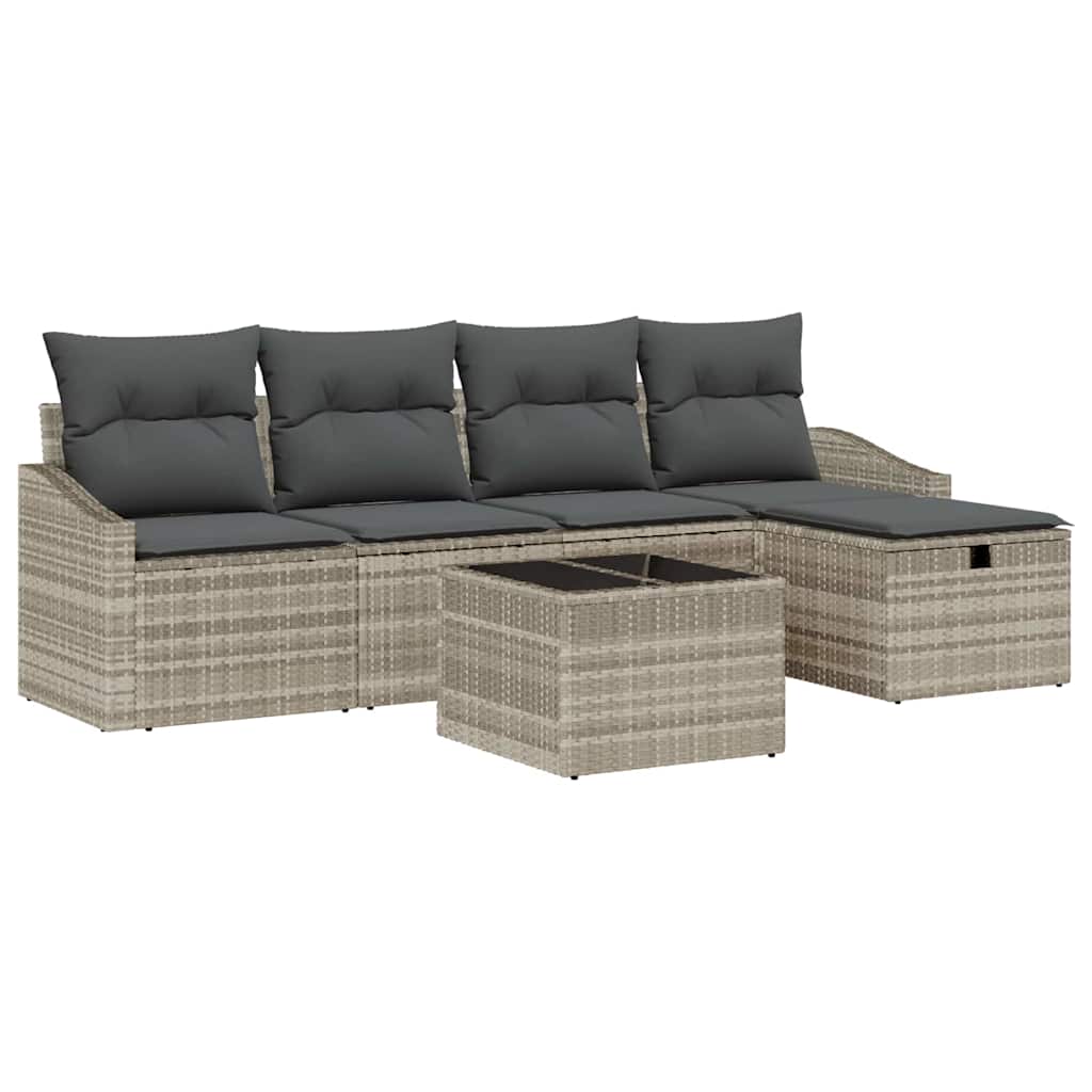 Bankstel 6 st poly rattan