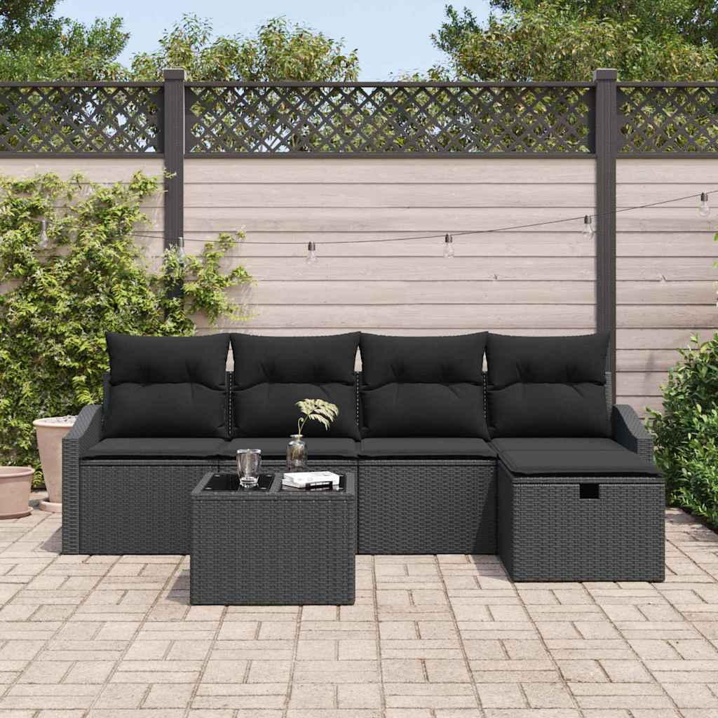Bankstel 6 st poly rattan