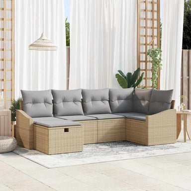 Bankstel met kussen 6 pcs poly rattan