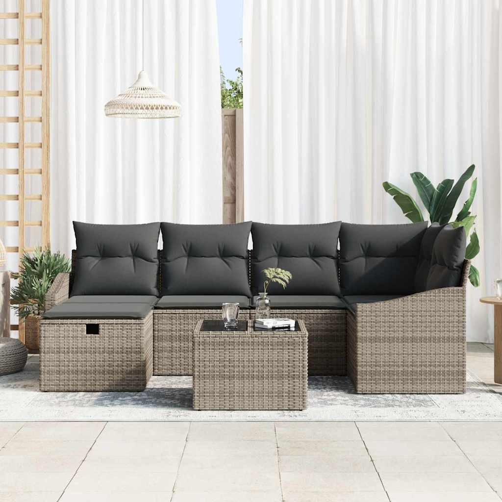 Bankstel 7 st poly rattan