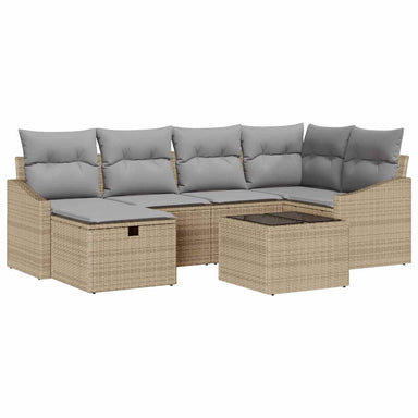 Bankstel met kussen 7 pcs poly rattan