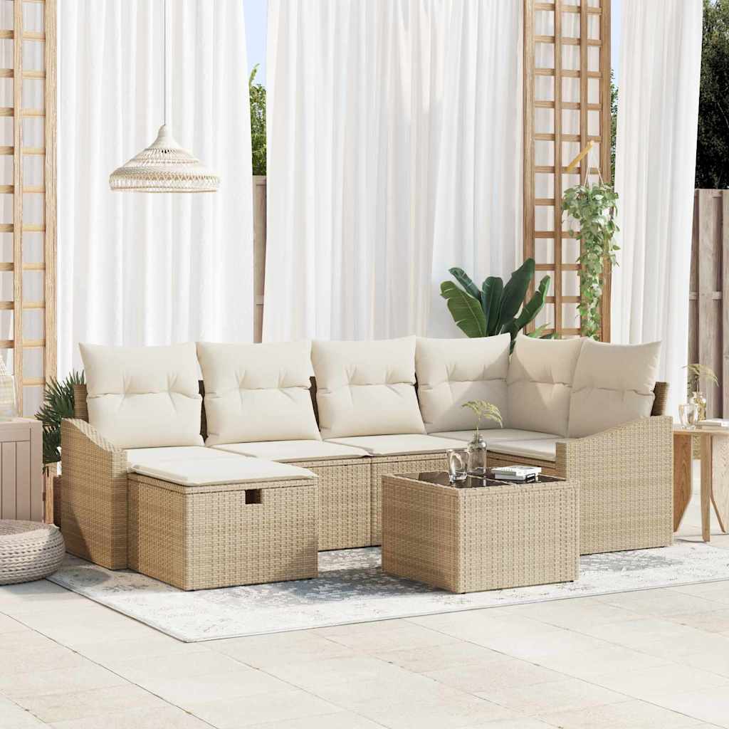 Bankstel 6 st poly rattan
