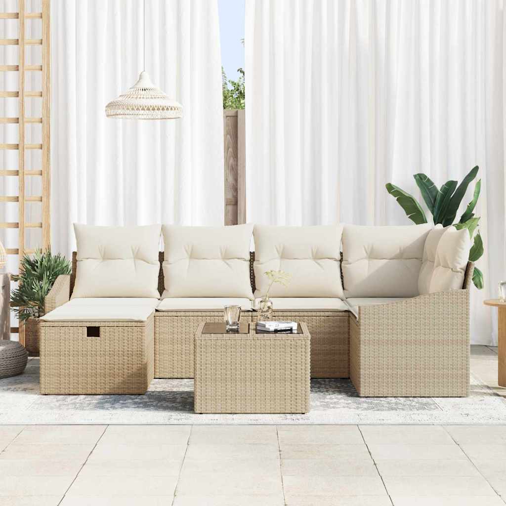 Bankstel 6 st poly rattan