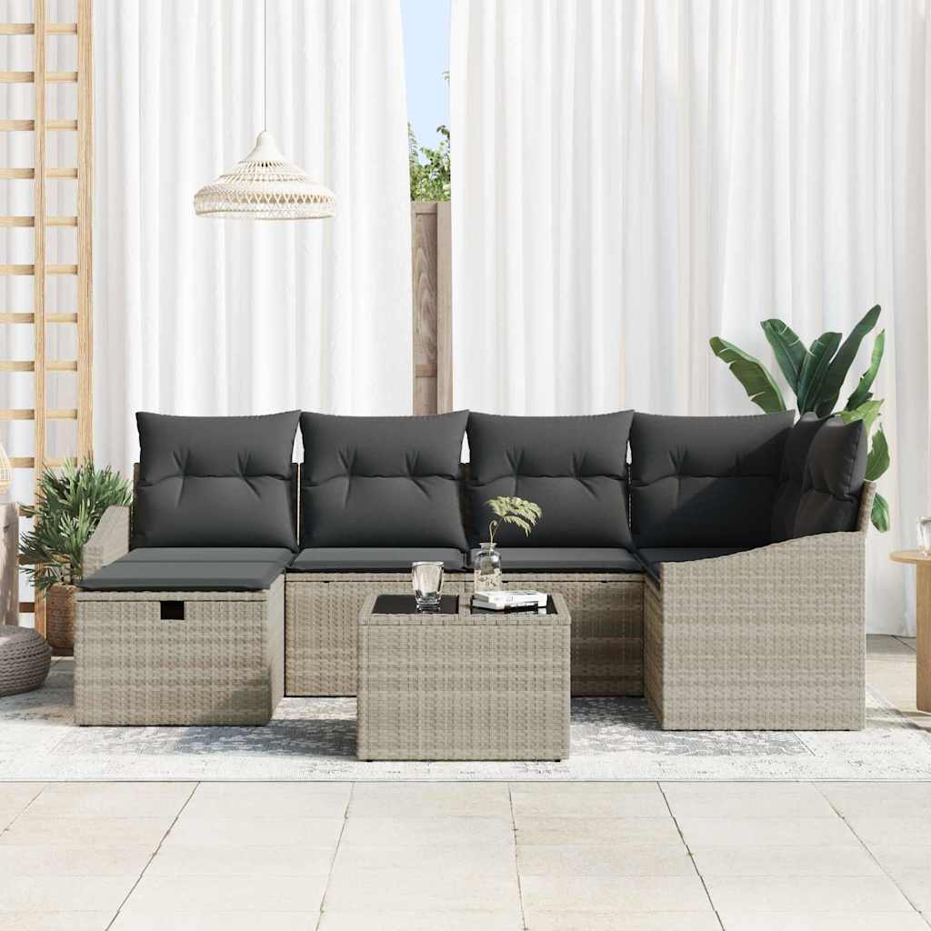 Bankstel 6 st poly rattan