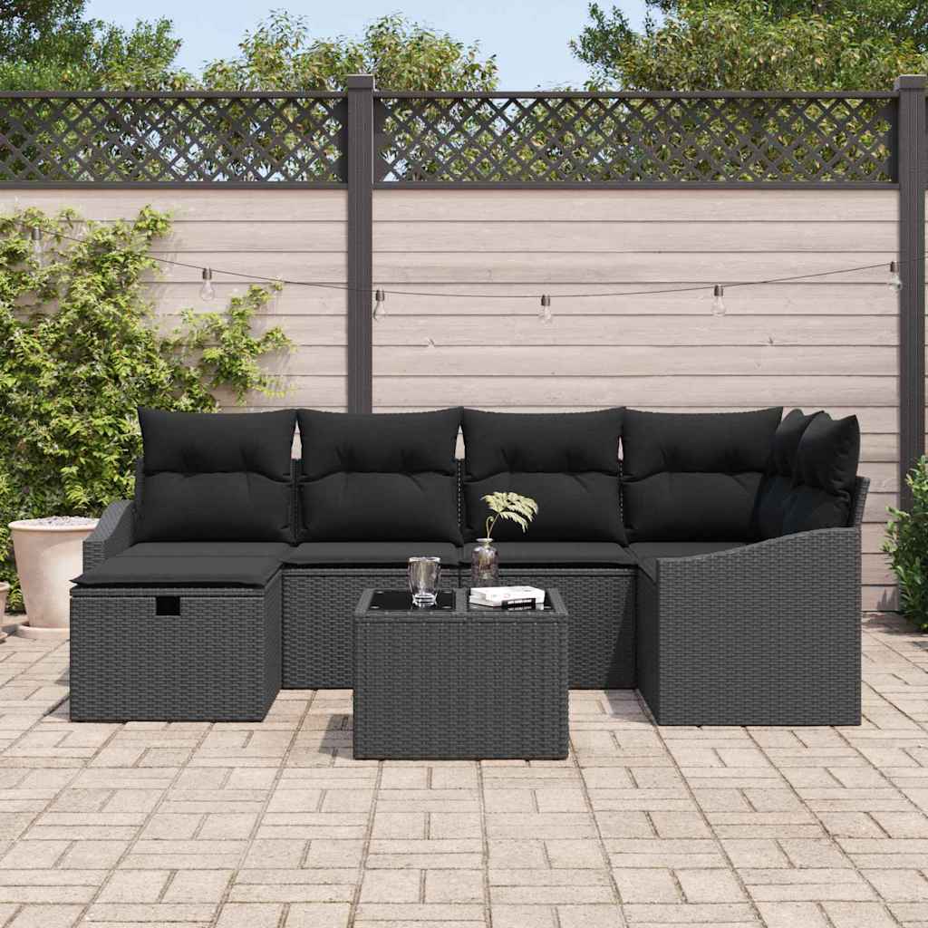 Bankstel 7 st poly rattan