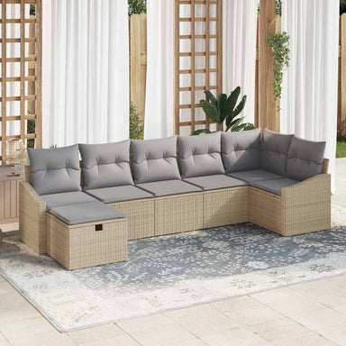 Bankstel met kussen 8 pcs poly rattan