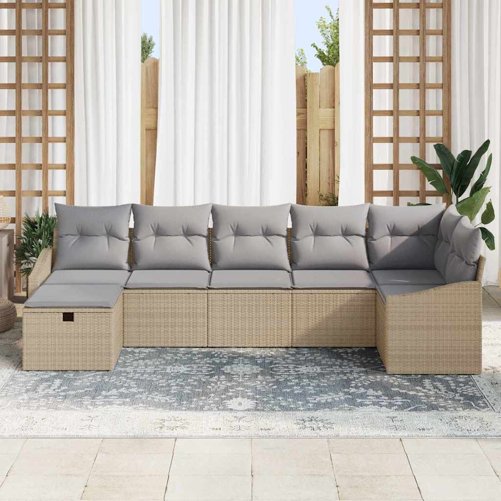Bankstel met kussen 8 pcs poly rattan