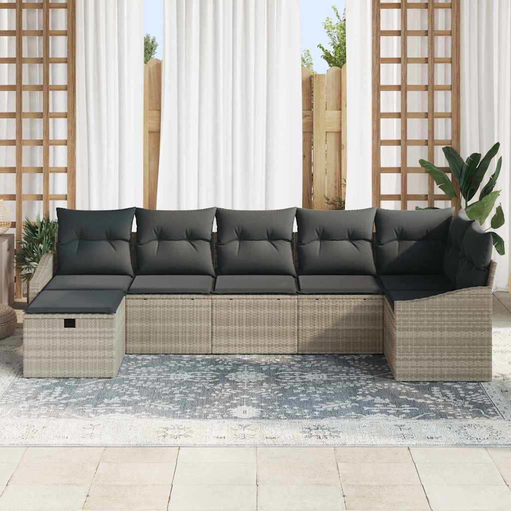 Bankstel met kussen 8 pcs poly rattan