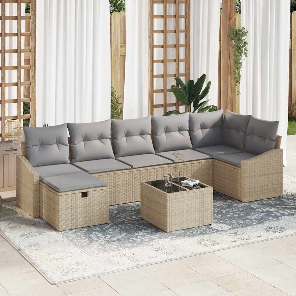 Bankstel met kussen 7 pcs poly rattan