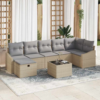 Bankstel met kussen 7 pcs poly rattan