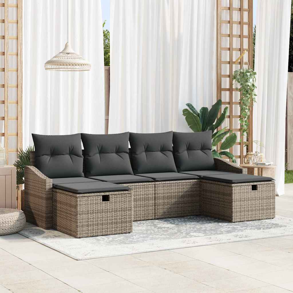 Bankstel 6 st poly rattan