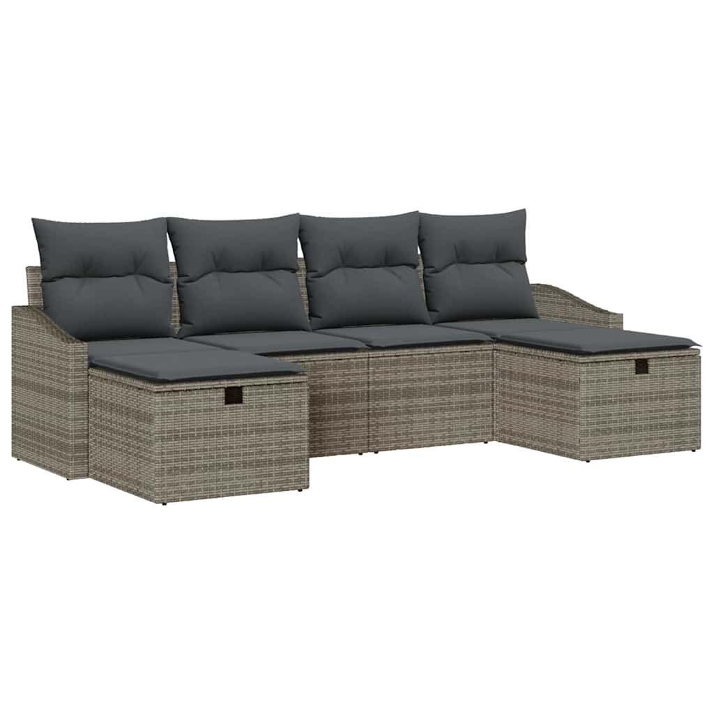 Bankstel 6 st poly rattan