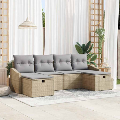 Bankstel met kussen 6 pcs poly rattan