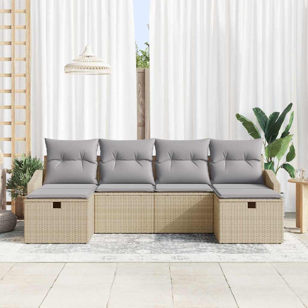 Bankstel met kussen 6 pcs poly rattan