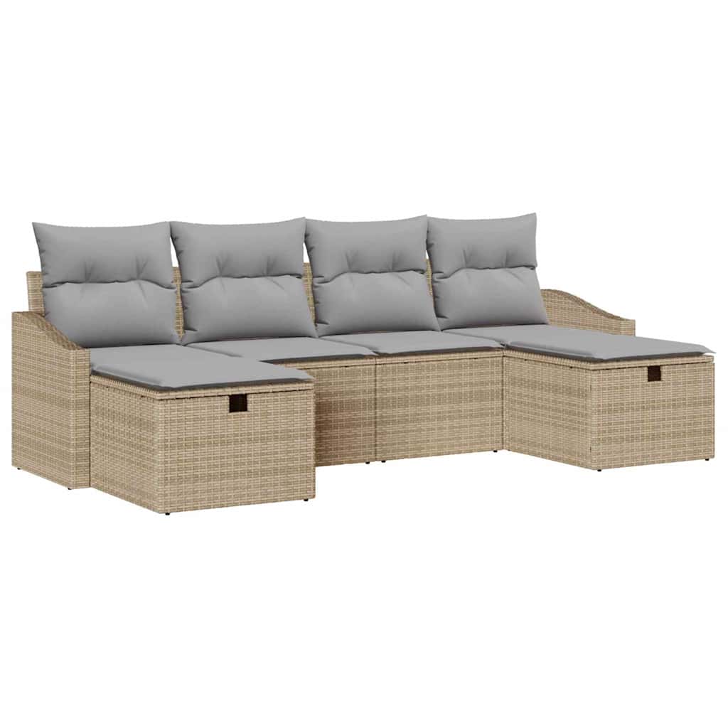 Bankstel met kussen 6 pcs poly rattan