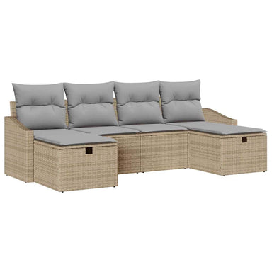 Bankstel met kussen 6 pcs poly rattan