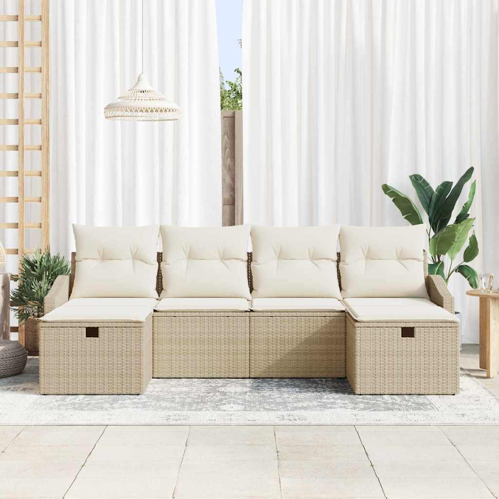 Bankstel met kussen 6 pcs poly rattan