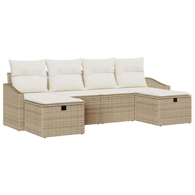 Bankstel met kussen 6 pcs poly rattan