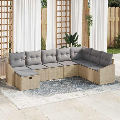 Bankstel met kussen 9 pcs poly rattan