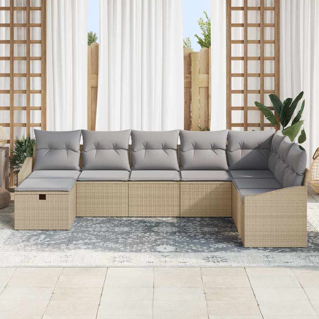 Bankstel met kussen 9 pcs poly rattan