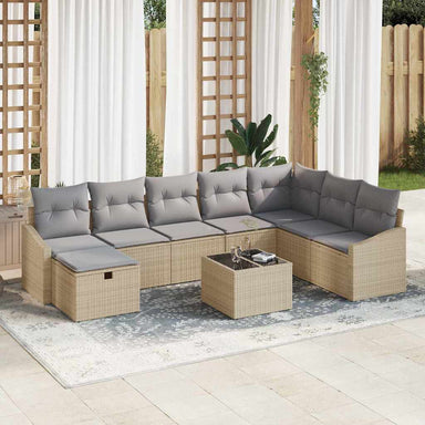 Bankstel met kussen 8 pcs poly rattan