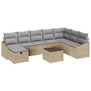 Bankstel met kussen 8 pcs poly rattan