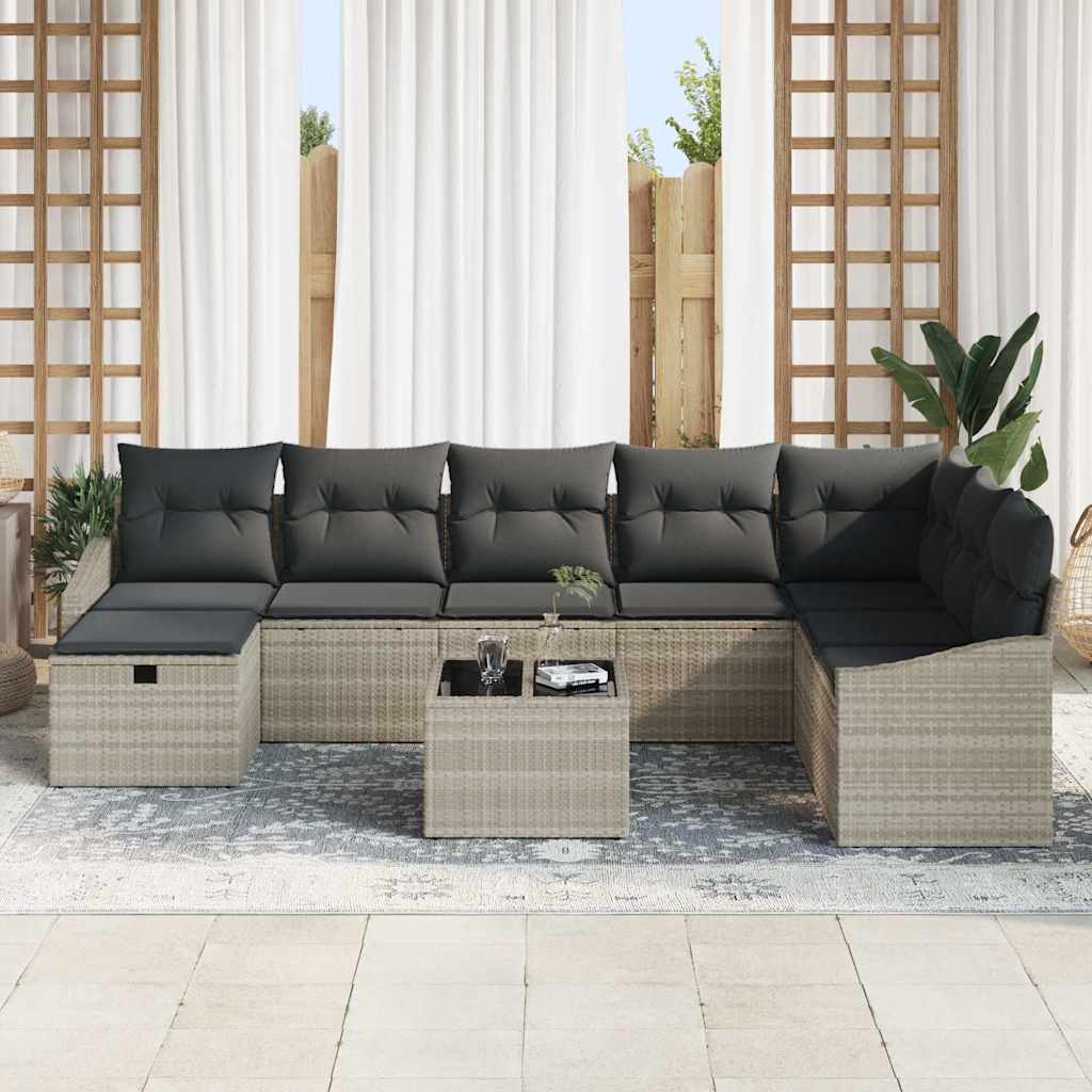 Bankstel 9 st poly rattan