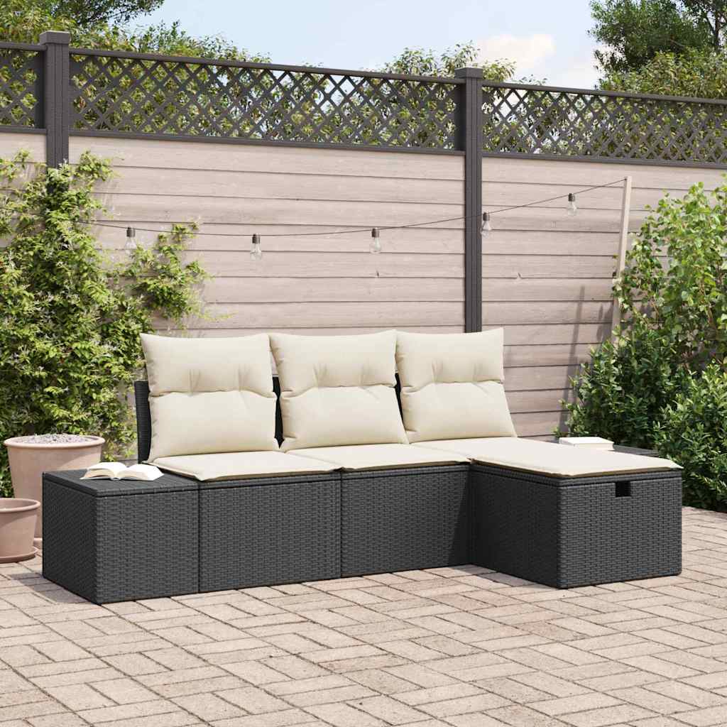 Bankstel 4 st poly rattan