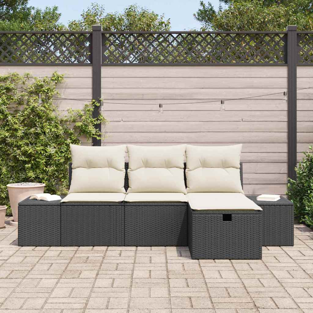 Bankstel 4 st poly rattan