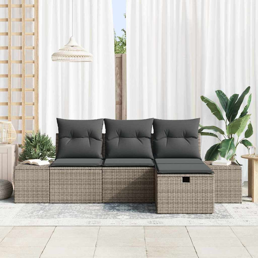 Bankstel 4 st poly rattan