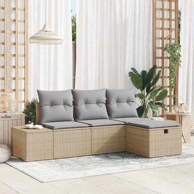 Bankstel met kussen 4 pcs poly rattan