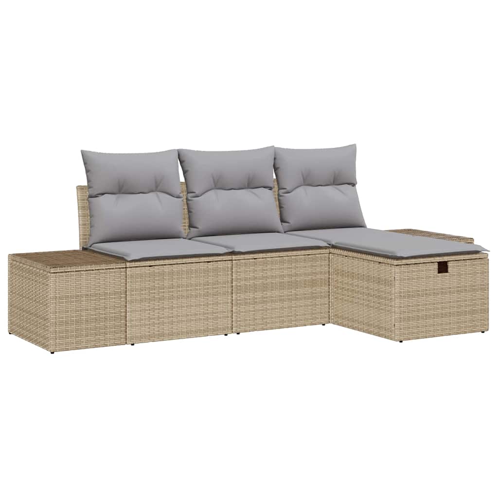 Bankstel met kussen 4 pcs poly rattan