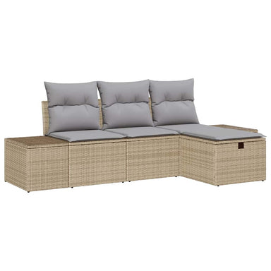 Bankstel met kussen 4 pcs poly rattan