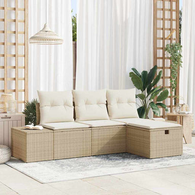 Bankstel 4 st poly rattan