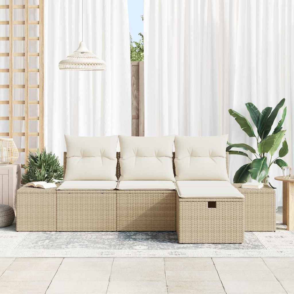 Bankstel 4 st poly rattan