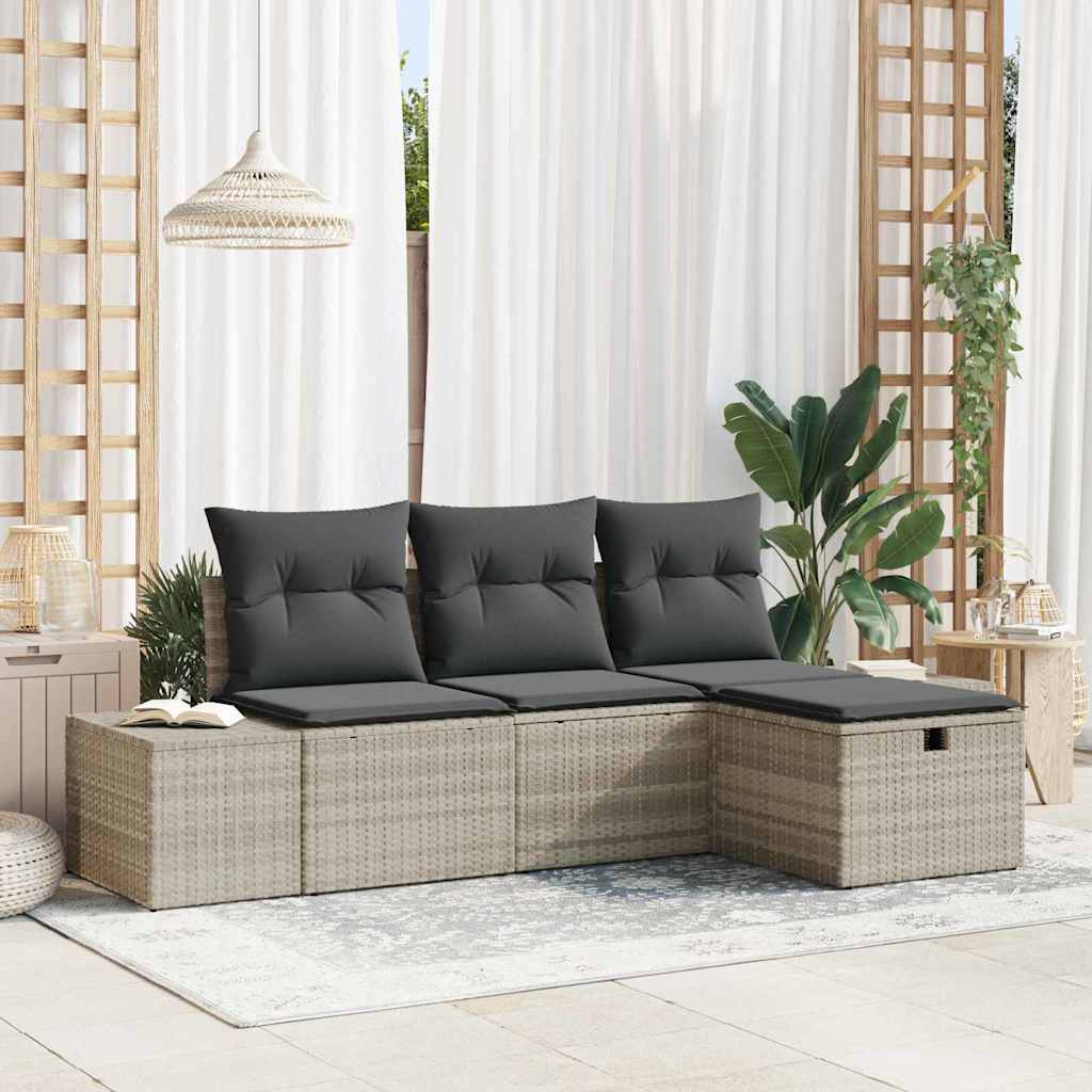Bankstel met kussen 4 pcs poly rattan