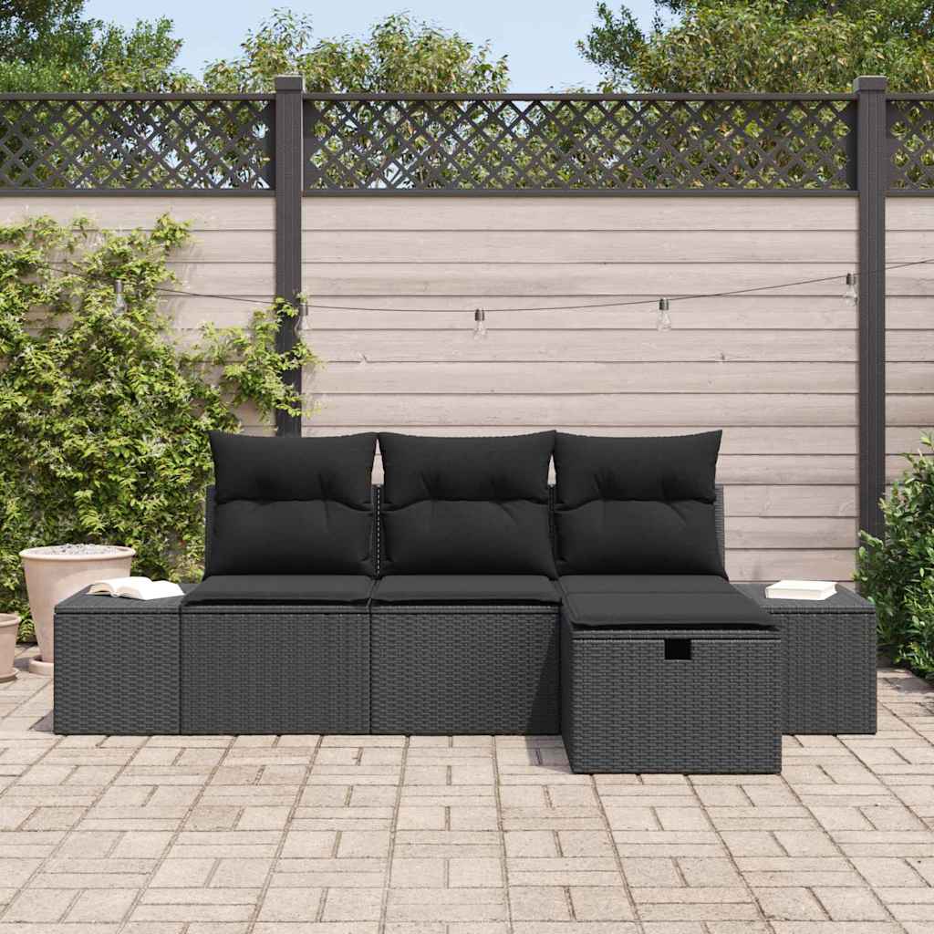 Bankstel 4 st poly rattan