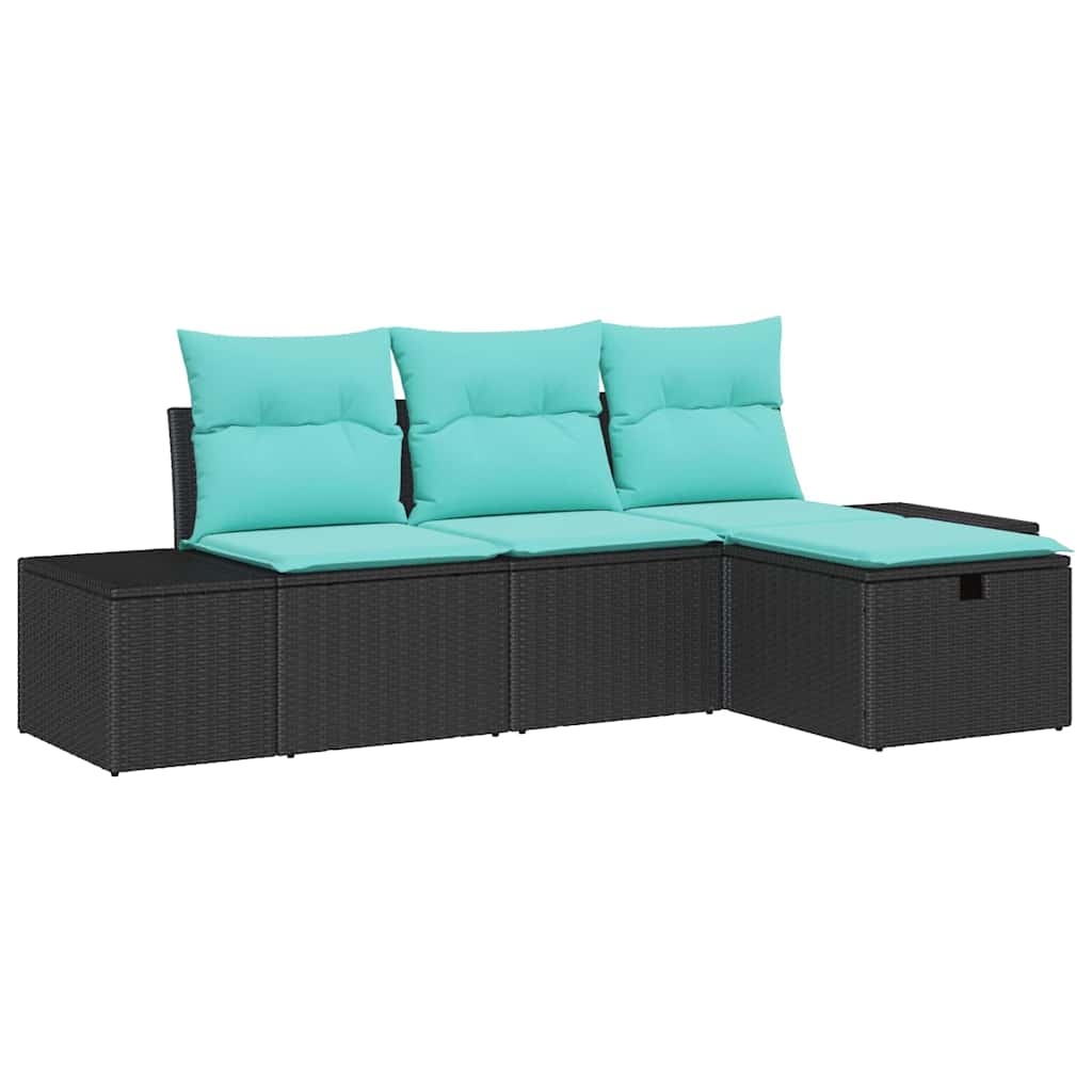 Bankstel 4 st poly rattan