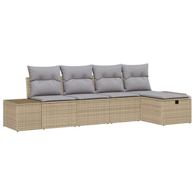 Bankstel met kussen 5 pcs poly rattan