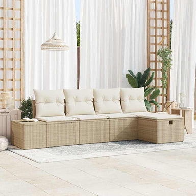 Bankstel met kussen 5 pcs poly rattan
